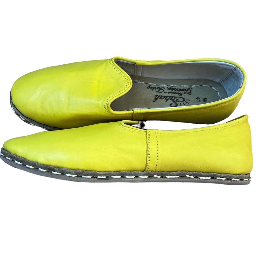 Sabah Bright Yellow Slip-On Leather Flats